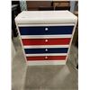 Image 1 : 4 DRAWER DRESSER, RED WHITE AND BLUE