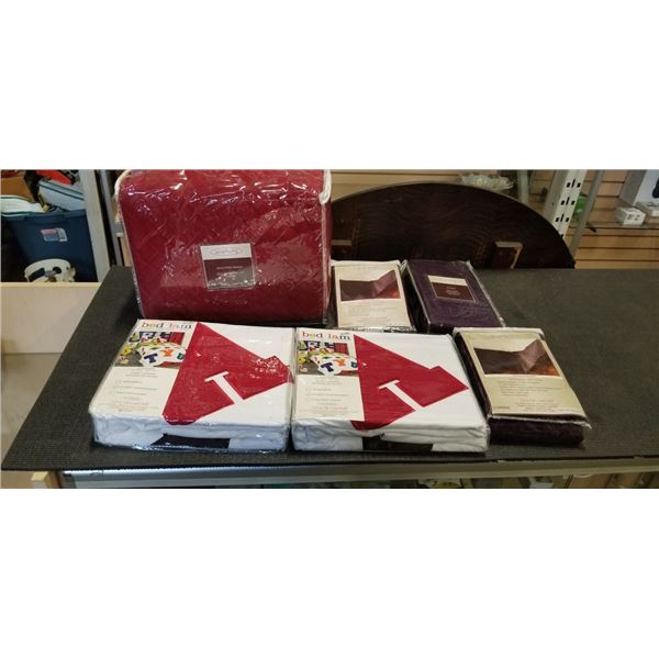 ASSORTED NEW BED LINENS INCLUDING KINGSIZE QUILT