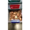 Image 2 : SMALL ORGANIZER, WITH ASSORTMENT OF COLLECTIBLE PENNIES, STAMPS ETC