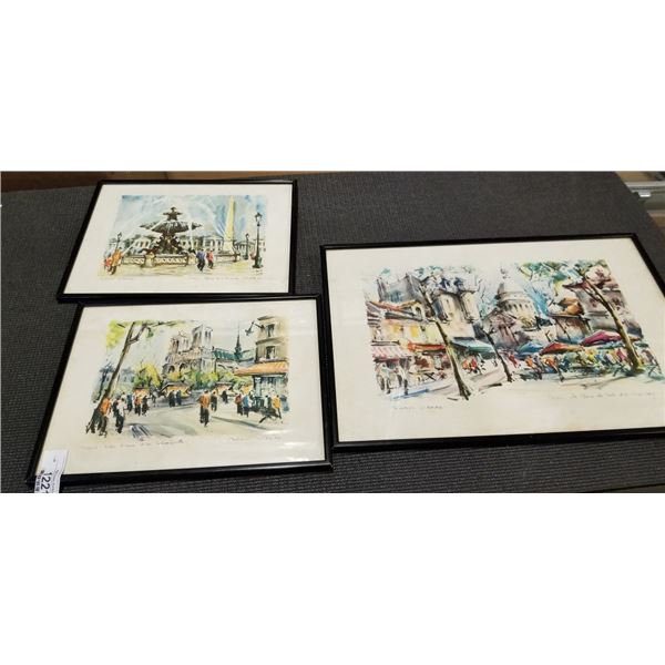 3 M. GIRARD VINTAGE WATERCOLORS
