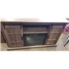 Image 2 : AS NEW HOME DECORATORS BARN DOOR MEDIA CABINET WITH BUILT IN FIREPLACE, WITH MANUAL AND RMEOTE