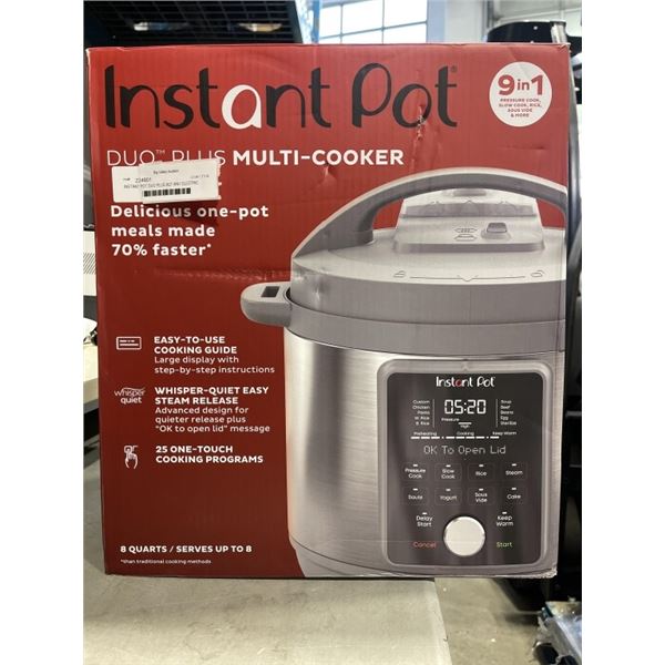 INSTANT POT DUO PLUS 8QT 9IN1 ELECTRIC PRESSURE COOKER - TESTED WORKING, RETAIL $179