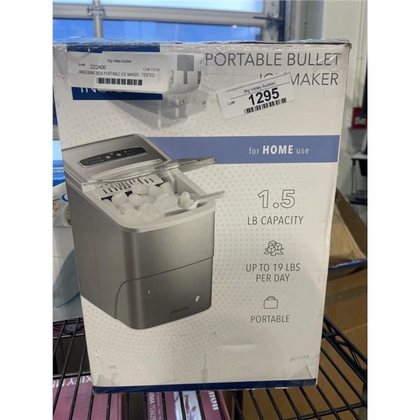 INSIGNIA 26LB PORTABLE ICE MAKER - TESTED WORKING, RETAIL $299