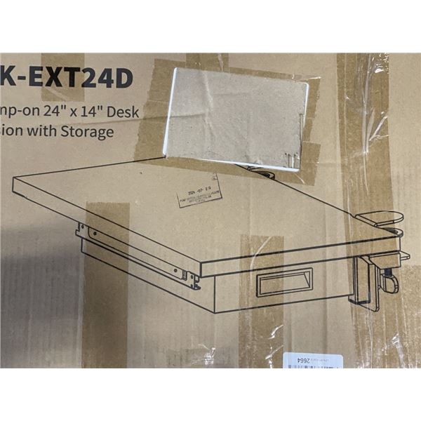 VIVO CLAMP ON DESK EXTENSION WITH STORAGE, 24X14 INCH AND UNDER DESK LARGE DRAWER