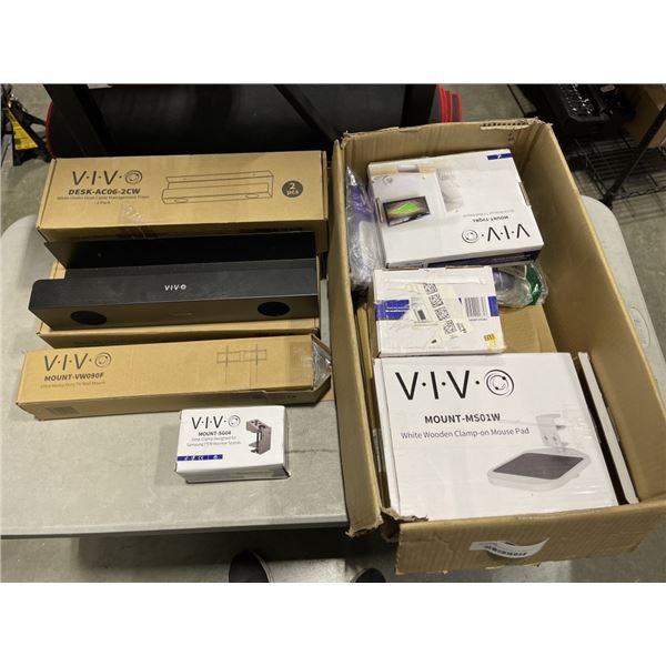 LARGE LOT OF ASSORTED VIVO MOUNTS AND ACCESSORIES