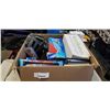 Image 1 : LARGE BOX OF ASSORTED HOUSEHOLD ITEMS, ZIPLOCK BAGS, BIKE HELMET AND MORE
