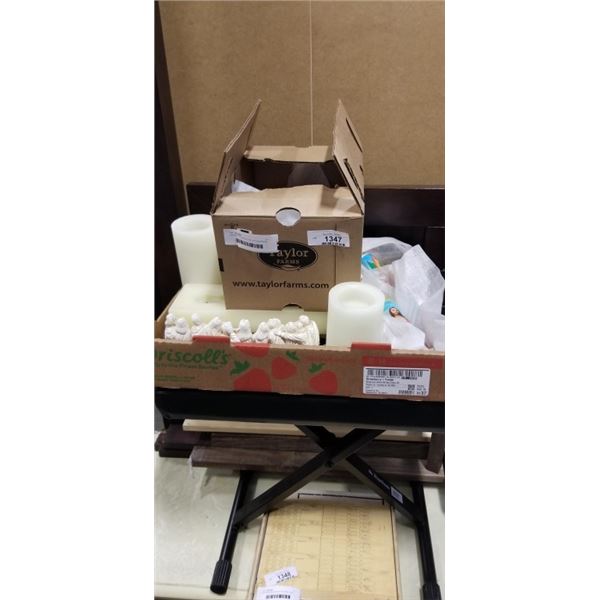 2 BOXES OF CANDLES AND COLLECTIBLES