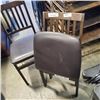 Image 2 : 2 FOLDING CHAIRS WITH BROWN LEATHER SEAT