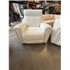 Image 1 : WHITE GENUINE LEATHER LAZYBOY ELECTRIC PUSH BUTTON RECLING ARMCHAIR