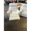 Image 3 : WHITE GENUINE LEATHER LAZYBOY ELECTRIC PUSH BUTTON RECLING ARMCHAIR