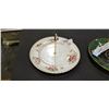 Image 2 : ART DECO HAND PAINTED GLASS HANDLED SERVING DISH AND ROYAL ALBERT "ROSES" PATTERN SERVING DISH