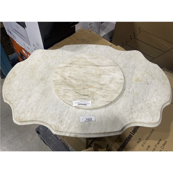 2X3FT ANTIQUE MARBLE TOP AND 15 INCH ROUND MARBLE TOP