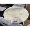 Image 2 : 2X3FT ANTIQUE MARBLE TOP AND 15 INCH ROUND MARBLE TOP
