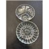 Image 2 : CRYSTAL WINE GLASSES, DECANTER, AND 2 SERVING DISHES