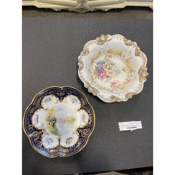 2 HAND PAINTED ANTIQUE BOWLS