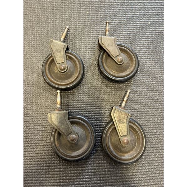 FOUR 3" ANTIQUE TEA TROLLEY WHEELS
