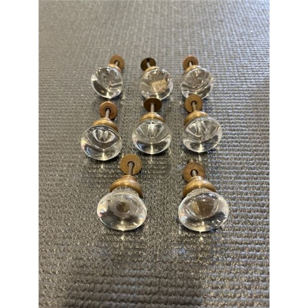 EIGHT ANTIQUE CRYSTAL DRAWER HANDLES