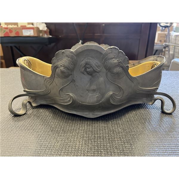 PEWTER BRASS LINED DISH