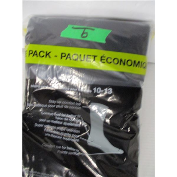 NEW:  MEN'S BLACK CREW SOCKS (SIZE 10 - 13) (20 PAIR) - PACKAGE