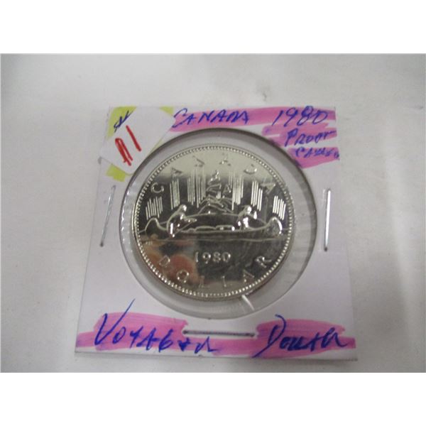 1980 PROOF CAMEO CANADA VOYAGER DOLLAR