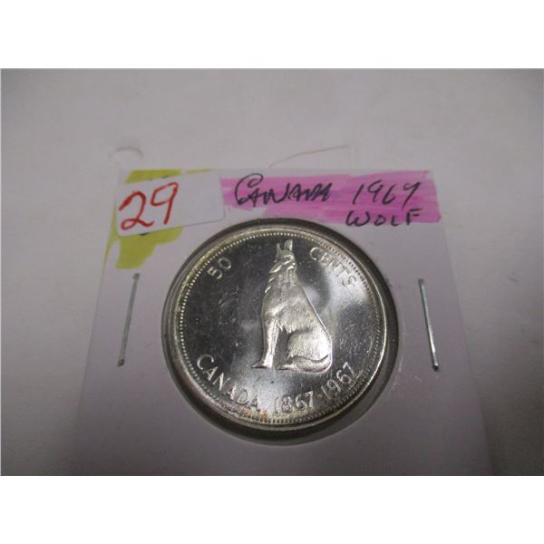 1967 WOLF CANADA SILVER HALF DOLLAR