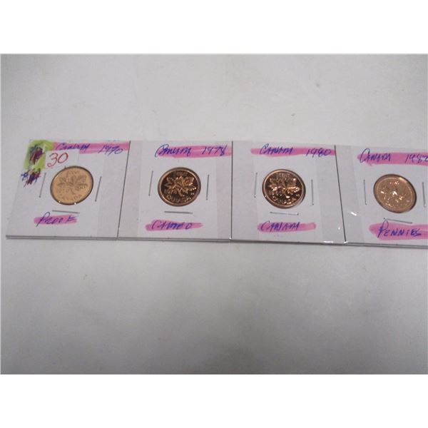 1970, 1978, 1980, & 1982 PROOF CANADA PENNY SET