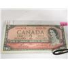 Image 1 : 1954 MODIFIED HAIR DOO LEGAL TENDER CANADA $2 BILL
