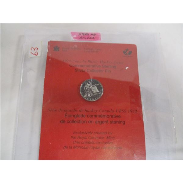 1972 CANADA RUSSIA HOCKEY SERIES STERLING SILVER COLLECTOR PIN