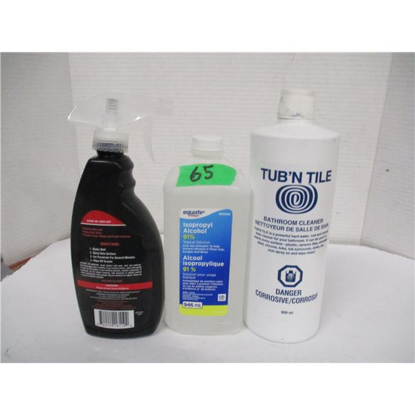 FREIGHT DAMAGE (AS IS):  ARMOUR ALL, RUBBING ALCOHOL, TUB & TILE CLEANER - 3 BOTTLES