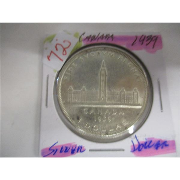 1939 CANADA KING GEORGE VI SILVER DOLLAR