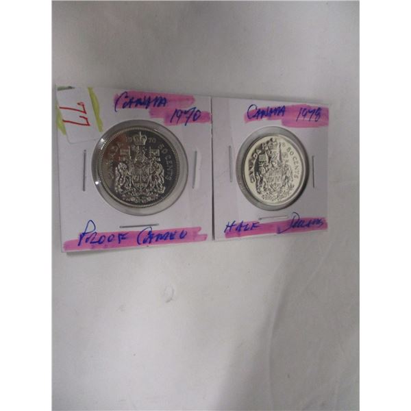 1970 - 1978 PROOF CAMEO CANADA HALF DOLLARS