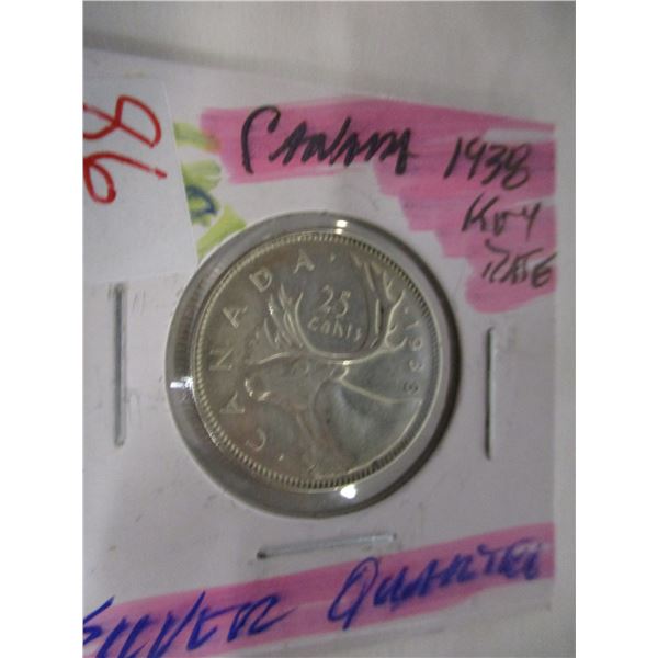 1938 KEY DATE CANADA SILVER QUARTER