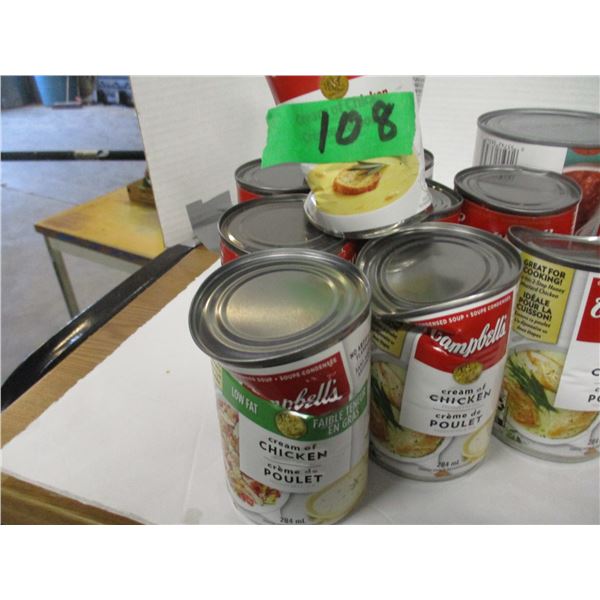 FREIGHT DAMAGE (AS IS):  FLAT C/W APPROX. 16 CANS OF ASSORTED SOUP