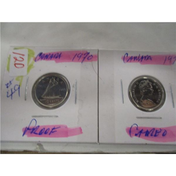1970, 1978, 1980 & 1982 PROOF CANADA CAMEO DIMES