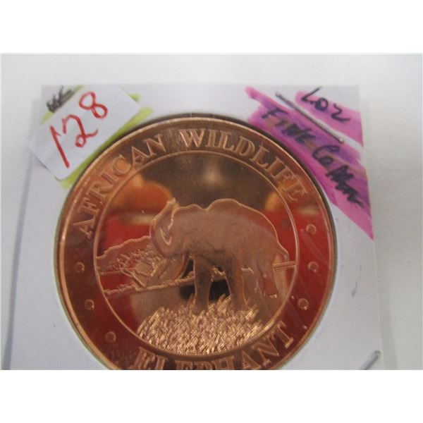 999 FINE COPPER WILDLIFE 1 OZ COPPER COIN