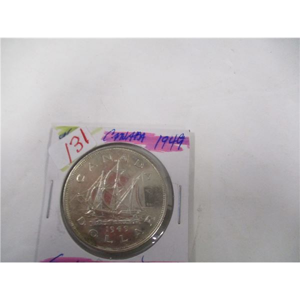 1949 CANADA SHIP SILVER DOLLAR