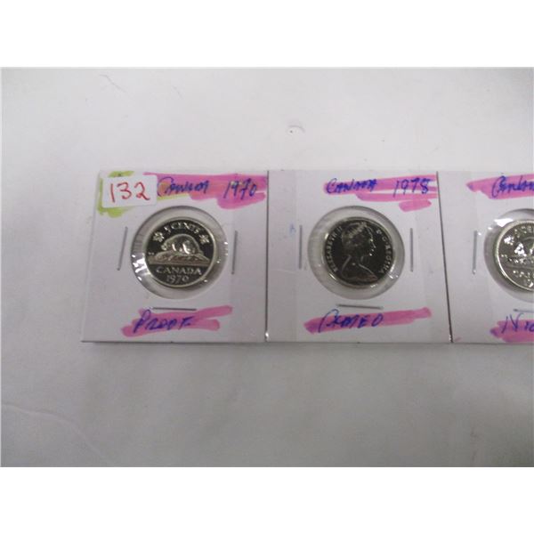 1970, 1978, 1980, & 1982 PROOF CAMEO CANADA NICKEL SET