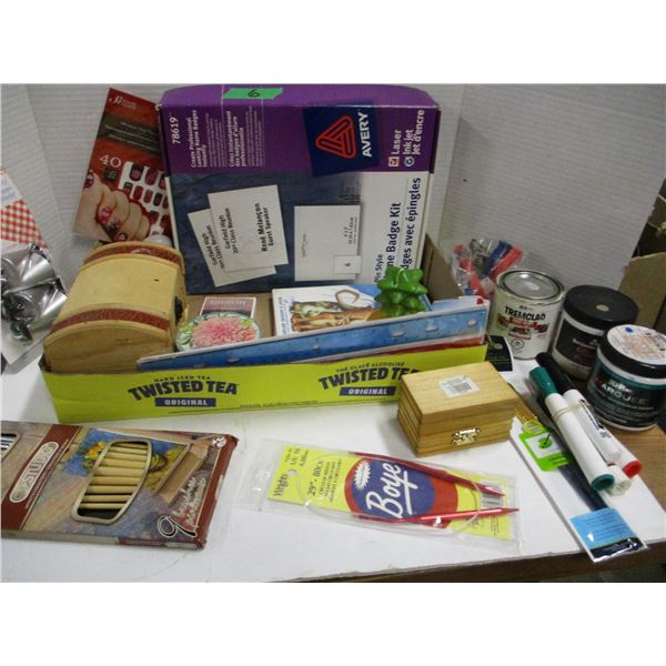 FLAT C/W ARTIST BRUSHES, CLIPS, NAME BADGE KIT, ETC