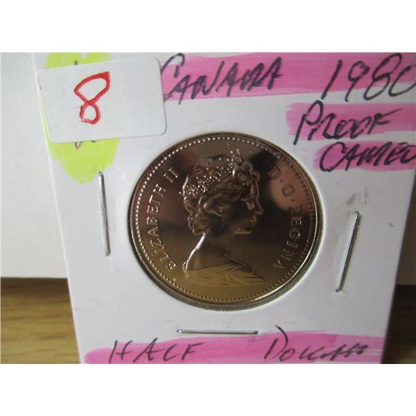 1980 PROOF CAMEO CANADA HALF DOLLAR