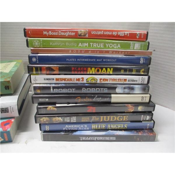 FLAT C/W DVD'S, BOOKS, PUZZLE, ETC