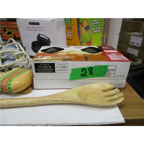 BOX C/W LIGHT BULBS, GLUE GUN, MISC