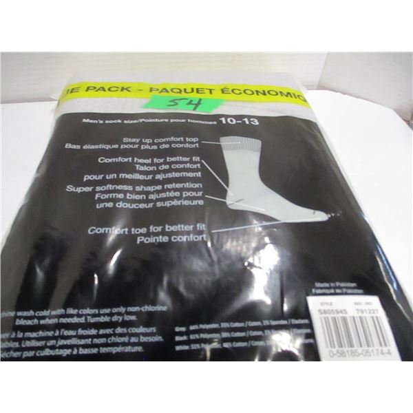 NEW:  MEN'S GREY CREW SOCKS (SIZE 10 - 13) (20 PAIR) - PACKAGE