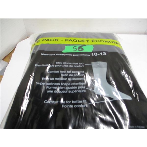 NEW:  MEN'S BLACK CREW SOCKS (SIZE 10 - 13) (20 PAIR) - PACKAGE