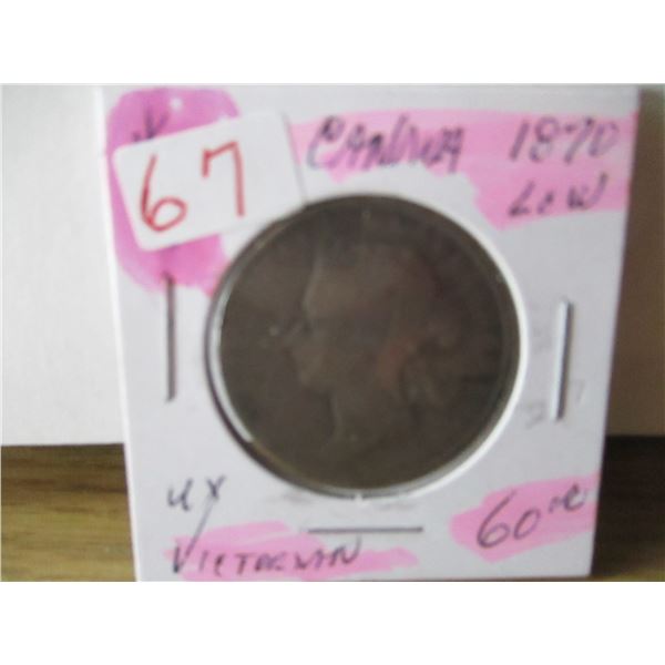 1870 LCW CANADA VICTORIAN SILVER HALF DOLLAR