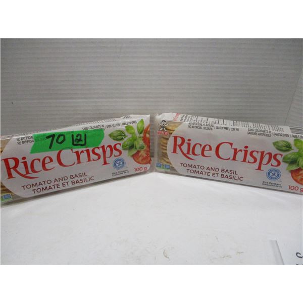 FREIGHT DAMAGE (AS IS):  TOMATO BASIL RICE CRISPS (2 X 100 G PACKAGES) - BUNDLE