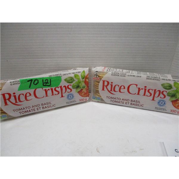 FREIGHT DAMAGE (AS IS):  TOMATO BASIL RICE CRISPS (2 X 100 G PACKAGES) - BUNDLE