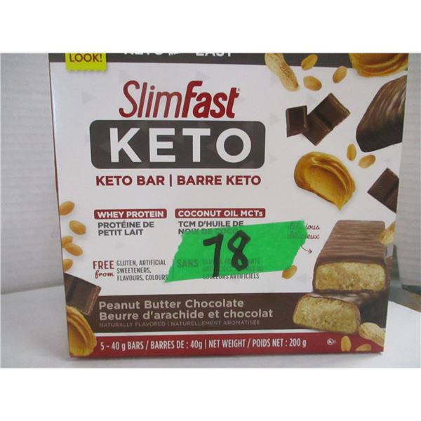 FREIGHT DAMAGE (AS IS):  KETO SLIMFAST BARS (5 - 40G) - BOX