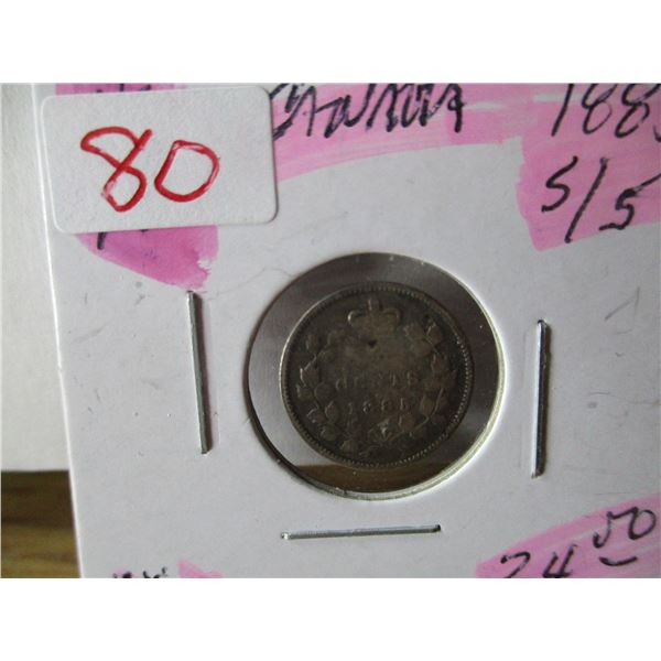 1888 5/5 SCARCE KEY DATE CANADA SILVER 5 CENT