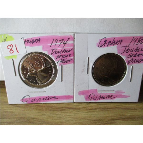 1974 - 1980 PROOF CAMEO CANADA QUARTER SET