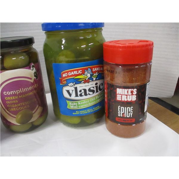 FREIGHT DAMAGE (AS IS):  BOX C/W CAMPBELLS MUSHROOM SOUP, MAMOTH GREEK OLIVES,